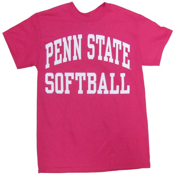 pink short sleeve t-shirt with Penn State Softball